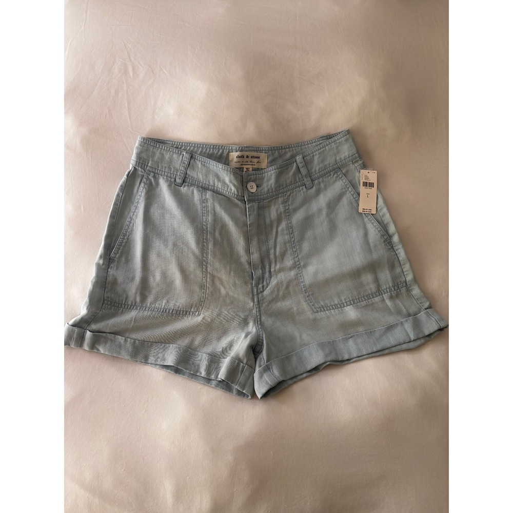Cloth & Stone Anthropologie Womens Light Wash Utility Cuffed Denim Shorts Large